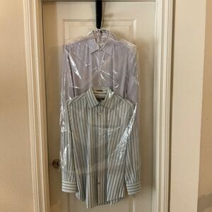 Two long sleeve dress shirts, dry cleaned, Perry Ellis, medium